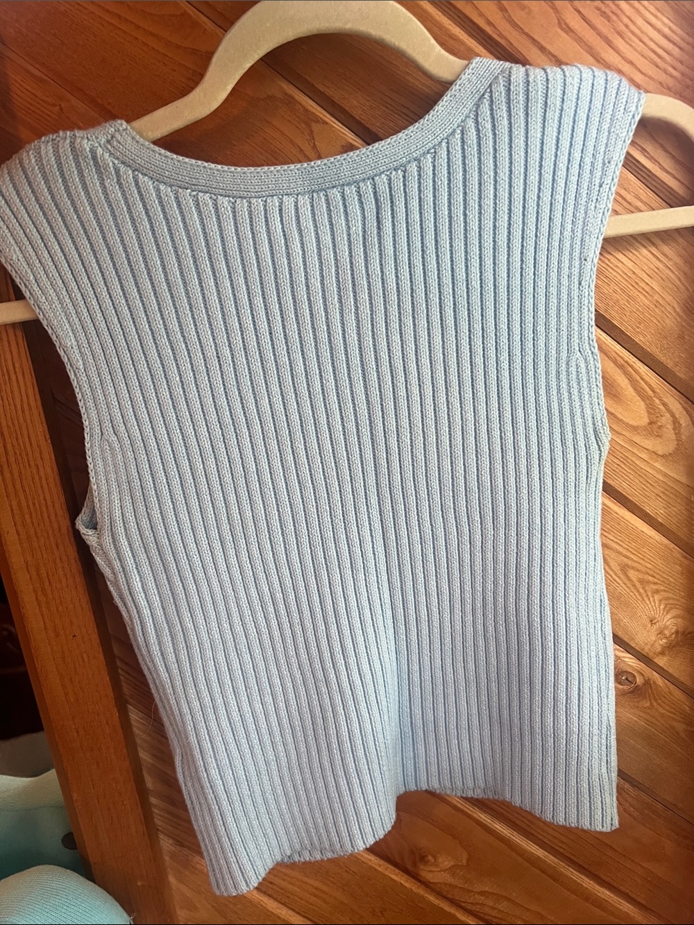 Light Blue Ribbed Button-Front Sweater Vest - Picture 2 of 4